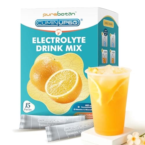 PureBotan Hydration Packets Sugar Free, Orange Flavor Electrolytes Powder Packets, Turmeric Electrolyte Drink Mix w/Curcumin, Vitamin, Minerals & Inulin, Support Immune & Recovery, Muscle & Gut Health - Image 1