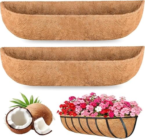 2 Pack 24 Inch Window Box Liners Coco Liners for Planters Coconut Husk Plant Liners 100% Natural Coconut Liners for Planters Coco Coir Liner for Outdoor Planter - Image 1
