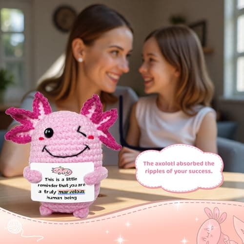 Roqei Crochet Axolotl Mini Handmade Gift - Emotional Inspirational Motivational Present with Uplifting Message, Birthday Thanksgiving Christmas Stocking Stuffer for Women Men - Thumbnail 4