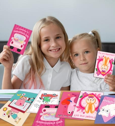 HSHFAMIIY Valentines Day Cards for Kids School, 24 Sheets Valentines Cards for Kids Classroom, Valentine's Day Gifts for Kids, Exchange Kids Gifts for School - Thumbnail 5
