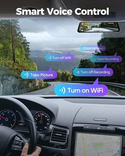 LINGDU 12" Mirror Dash Cam, 4K UHD Front and 2.5K Rear View Dash Camera for Car, with ADAS BSD LCA Smart Mode, GPS, G-Sensor, Loop Recording, Parking Monitor, Voice Control, 5.8GHz WiFi - Thumbnail 4