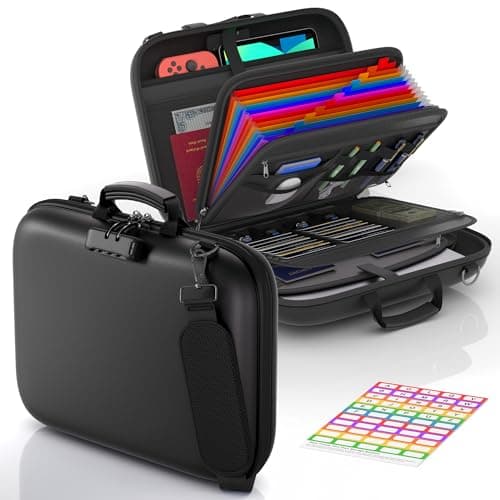 Nacial Fireproof Document Box with Lock & Shoulder Strap, Hard-Shell Fireproof File Organizer with 13 Pocket Accordion File Folder, Portable Safe Storage for Important Documents, Laptop, Black - Image 1