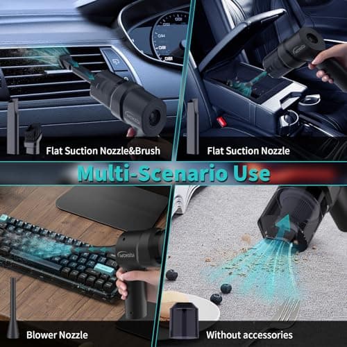 Handheld Mini Car Vacuum, 10000PA Cordless Portable Vacuum with 2000mAh Battery, 3 in 1 small Vacuum Cleaner & Air Duster with Type-C Charging, Compact & Lightweight for Car, Home, Kitchen (Black) - Thumbnail 4