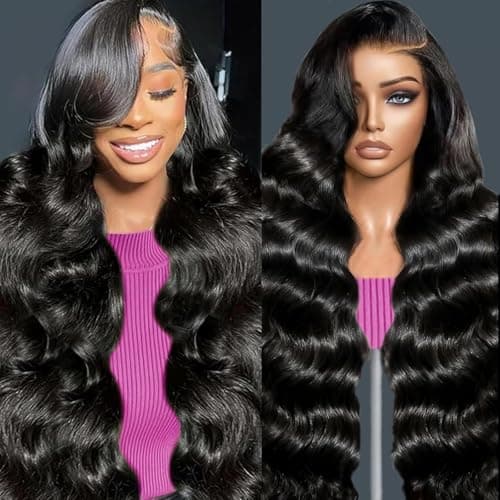 DAFIY 100% Human Hair High-temperature Verification,13x6 Body Wave Lace Front Women Wigs 200 Density Glueless Natural Color 32 Inch,Free Mystery Random Jewelry Pack(order from buy-one-get-one-page) - Image 1