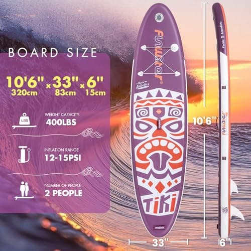 FunWater 10'6×33"×6" Inflatable Stand Up Paddle Board with Premium SUP Paddleboard Accessories, Wide Stable Anti-Slip EVA Deck,Paddle Boards for Adults & Youth of All Skill Levels - Thumbnail 2