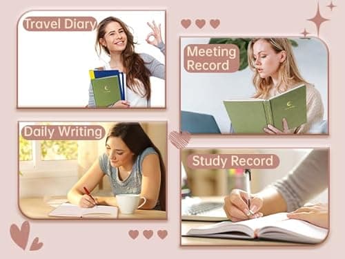 CAGIE Lined Journal Notebook for Women Men, A5 Hardcover Linen Journals for Writing 256 Pages, Aesthetic Womens Diary, Gifts 8.3'' x 5.7'' Light Olive - Thumbnail 6