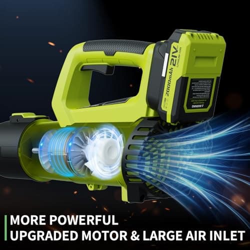 LEAPUL Leaf Blower Cordless, 21V Electric Leaf Blower with 2×2.0Ah Batteries & 1 Fast Charger, Lightweight Battery Powered Blower for Lawn Care, Patio Cleaning - Thumbnail 2