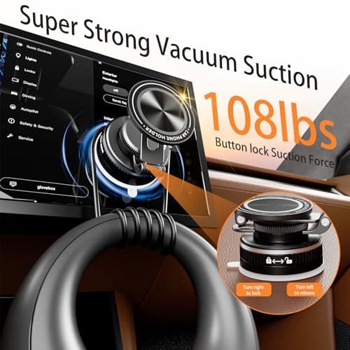 Upgraded Vacuum Magnetic Phone Holder for Car, Nano Gel Suction Cup Phone Mount for MagSafe, 108LBS Strong Suction & 3000GF Magnet, Adjustable Zinc Alloy Arm Car Mount for iPhone 17/16/15Pro Max - Thumbnail 3