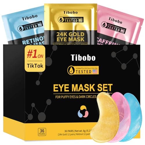 Under Eye Patches(36 Pairs), Valentines Day Gifts for Women, 24K Gold, Caffeine, Retinol Eye Masks for Puffy Eyes, Wrinkles, Dark Circles - Restoring & Awakening & Moisturizer