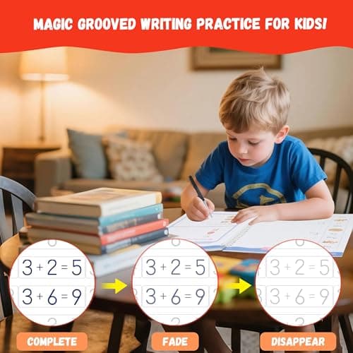 Lumikidz Magic Grooved Writing Practice for Kids Ages 3–5 - Reusable Grooved Writing Books for Kids 3–5 - Handwriting Practice for Kids 5–7 - Preschool Tracing Books & Learning Activities - Thumbnail 6