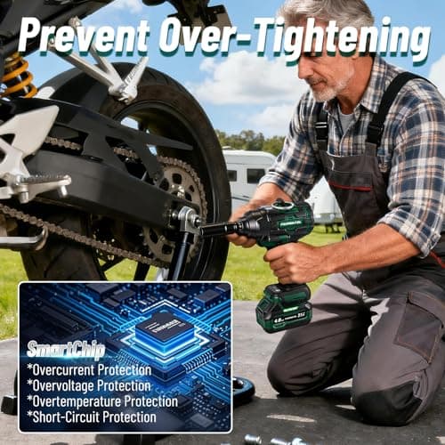 PAOWAFOL 2026 Impact Wrench 1180ft-lbs(1600N.m), 1/2" Impact Gun with 2x4.0Ah Battery, 21V Cordless Impact Driver High Torque with 5 Sockets, Pistola Llave De Impacto Brushless for Truck RV Home Car - Thumbnail 5