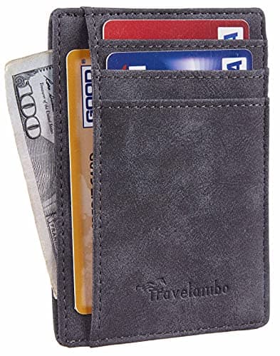 Travelambo Slim Wallet Front Pocket Minimalist Leather RFID Blocking Medium Size - Thumbnail 2