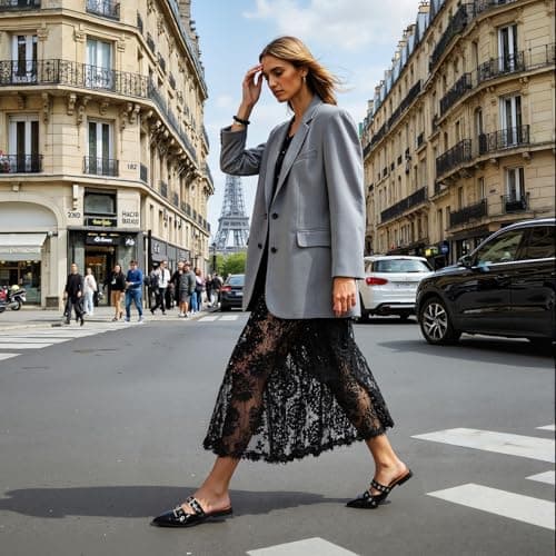 Grakihily Buckle Flats for Women Pointy Toe Wide Welt Buckled Mules Low Block Heel Slippers Mary Jane Shoes Comfortable Ballerina Flats - Thumbnail 3