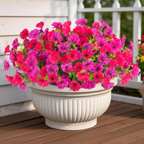 ADXORA 12 Bundles Morning Glory Artificial Flowers for Outdoor Decoration UV Resistant Fake Plastic Plants Artificial Greenery for Indoor Outdoor Garden Patio Window Box Home Decor - Image 1