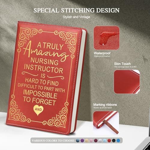 QDWXDEL Nurses Week Gifts,A5 Hardcover Leather Journal for Women - 200 Pages Premium Paper Notebook, Nurse Journal Notebook for School, Work (Nurse Red) - Thumbnail 3