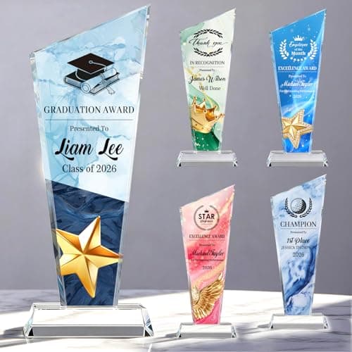 Custom Crystal Trophy Award, Personalized Trophy with Photo Text Logo, Award Trophy for Employee, Graduation Gifts, Employee of the Month, Teacher Appreciation Gifts, 1st Place Trophy (Style2) - Image 1