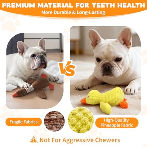 VOXGET Dog Calming Duck Toys, 2026 New Interactive Duck Toy with Quack Sound and Crazy Crinkle for Puppy Teething, Soft Stuffed Plush Calming Duck Toy for Dogs Reduce Boredom -Yellow, 9.8"x8.6"(S) - Thumbnail 6