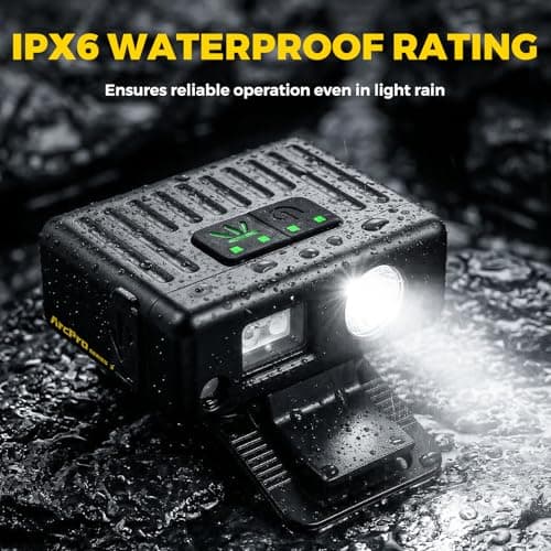ARCPRO Ultra-Light (1.16oz) LED Clip on Hat Light with Motion Sensor - USB-C Rechargeable Cap Light, 5 Modes with Red Light, IPX6 Waterproof Headlamp for Fishing Hands-Free Clip-on Light(Black) - Thumbnail 4