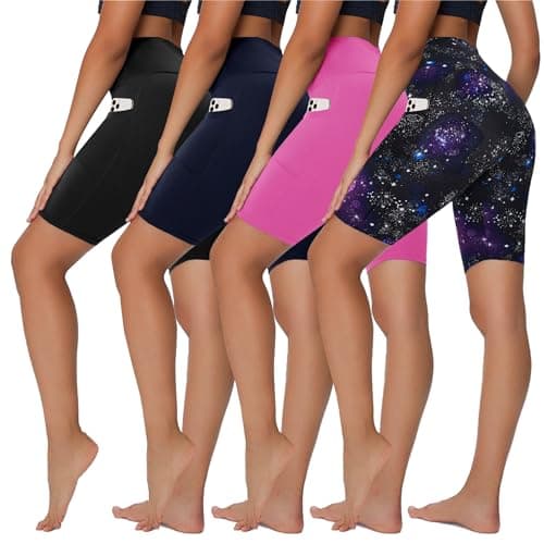 Sundwudu 4 Pack Biker Shorts for Women - 8” High Waist Tummy Control Summer Workout Shorts for Running Yoga Athletic - Image 1