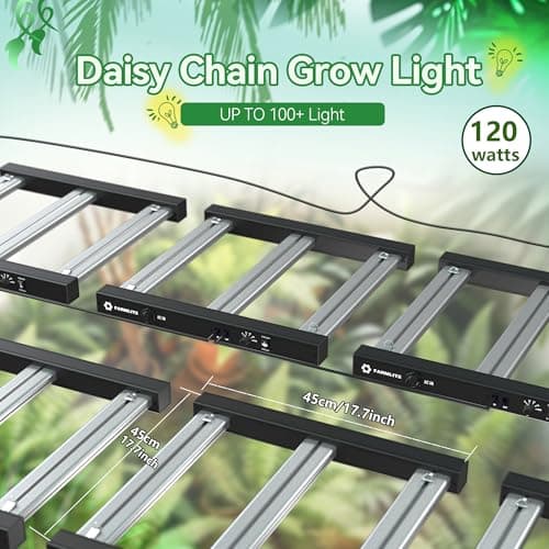 Grow Light FARMLITE Grow Lights for Indoor Plants Full Spectrum LED Growing Light Plant Hanging Growing Bar Lamps Seedling Daisy Chain Dimmable Board 2x2ft Coverage (120, Watts) - Thumbnail 2