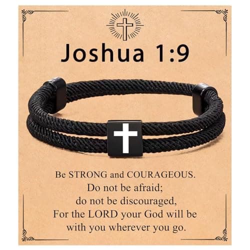 Mens Cross Bracelet for Teen Boys Gift Ideas, christmas stocking stuffers for teens, Christian Religious Jewelry Gifts for Son from Mom Catholic Baptism Confirmation Birthday Gifts for Son Grandson Nephew - Image 1