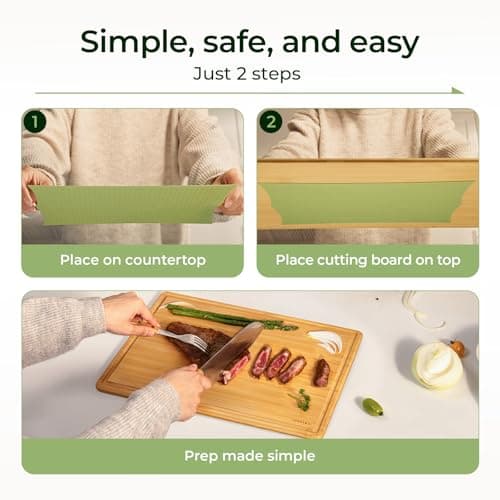 Keechee 2Pcs Cutting Board with Non-slip Mat, Bamboo Cutting Boards for Kitchen Meal Prep & Serving - Wood Serving Board Sets with Deep Juice Groove Ideal Kitchen Gifts - Thumbnail 3
