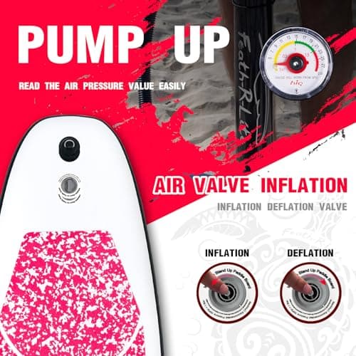 FEATH-R-LITE Inflatable Stand Up Paddle Board 10'6''x33''x6'' Ultra-Light (18.9lbs) SUP with Paddleboard Accessories,Fins,Adjustable Paddle, Pump,Backpack, Leash, Waterproof Phone Bag - Thumbnail 3