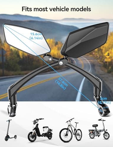 COICER Bicycle Mirror for Handlebars Mount, E Bike Rear View Mirror 2PCS - Thumbnail 3