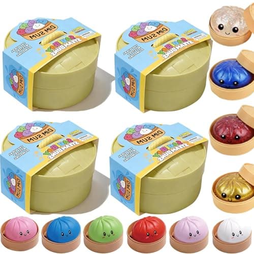 Glitter Dumpling Squishy - Random Glitter Dumpling Box, 10 Colors Dumplings Squishy Toy, More Surprises (Random-4PCS) - Image 1