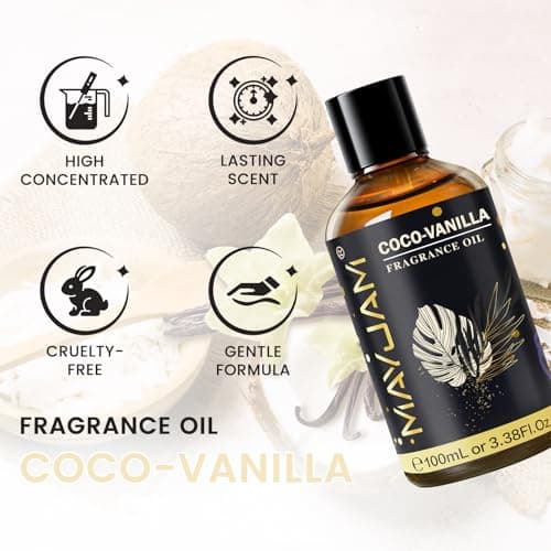 Coco-Vanilla Fragrance Oil Essential Oil, MAYJAM 3.38FL.OZ Coco-Vanilla Oil for Diffusers for Home, Long Lasting Scented Oils for Soap Candle Making - 100ML - Thumbnail 2