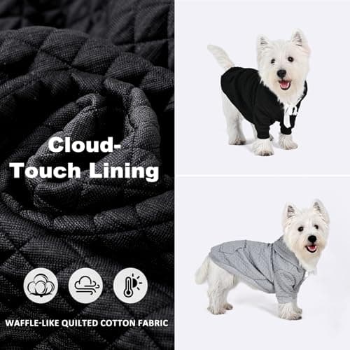 2 Pack Dog Hoodie for Small Medium Large Dogs, Soft Warm Dog Sweater Jackets Winter Fall Pet Hooded Clothes Custume Dogs Sweatshirt with Leash Hole and Pocket, Black ans Grey, S - Thumbnail 2