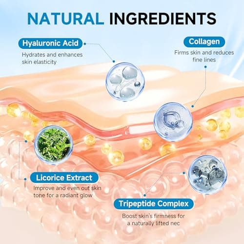 Neck Mask 8PCS, HONLINK Hydrolyzed Collagen Neck Mask Set with Hyaluronic Acid & Peptide,Moisturizing Firming Masks for Crepey Skin, Helps Reduce the Appearance of Fine Lines for Smoother-Looking Skin - Thumbnail 3