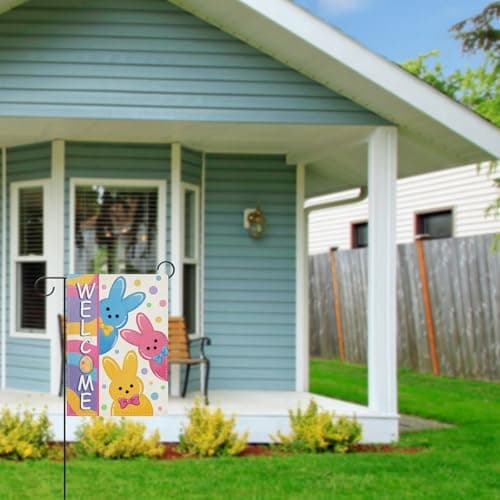 Oeyliz Easter Garden Flag 12x18 Inch Welcome Bunny Easter Double Sided Outside Garden Flag Holiday Bunny Yard Porch Flag Decor Outdoor Flag - Thumbnail 5
