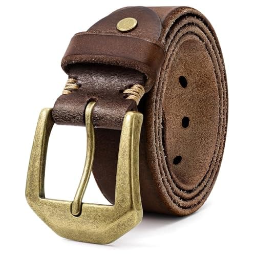 OZNDAS Genuine Leather Belt for Men Women Handmade Heavy-Duty Work Belt Leather Men's Belts | Jeans/Casual/Christmas Gifts - Image 1
