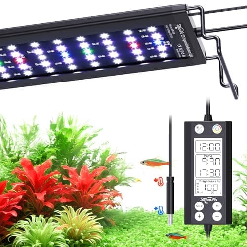 SEAOURA Aquarium LED Light with Thermometer, 48-54in Full Spectrum Lights for Fish Tank, 24/7 Programmable with Power Off Memory, WRGB Custom, 20 Level Dimmable Brightness for Freshwater Aquariums - Image 1