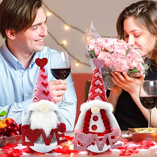 Valentines Day Decor - Valentines Day Decorations - Red Valentine Tumbler Plush Gnomes Decorations for Home, Office - Valentine's Gifts for Her, Wife, Women - Romantic Anniversary Vday Wedding Gift - Thumbnail 6