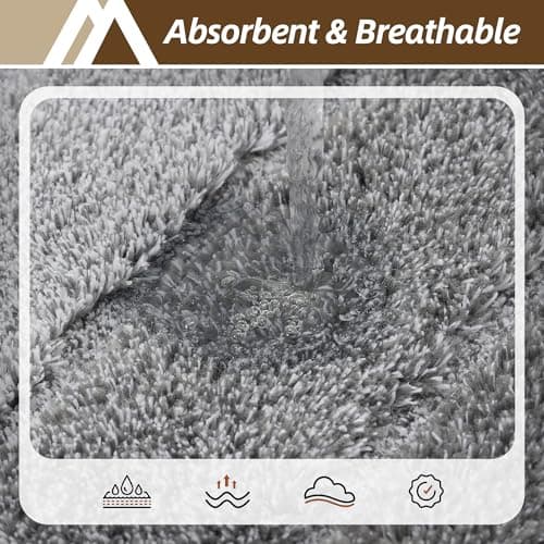 COSY HOMEER Bathroom Rugs 36"x24", Ultra Soft Absorbent Bath Mat with Non-Slip TPR Backing, Machine Washable Shaggy Rug for Bathroom Floor, Grey - Thumbnail 4
