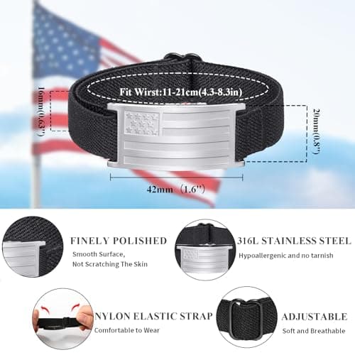 GLEZZA Serenity Prayer Bracelets for Boy Men American Flag Cross Inspirational Motivational Bracelet Bible Verse Christmas Birthday Easter Jewelry Gifts for Son Boyfriend Husband - Thumbnail 5