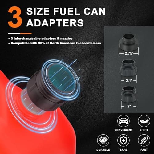 Gas Can Fuel Pump Portable - Gifts for Men, Fast 3.2 GPM Flow Rate, 51” Flexible Intake Hose, Tank Adapter, for Gasoline, Kerosene, Diesel, Non-Potables Gray - Thumbnail 5