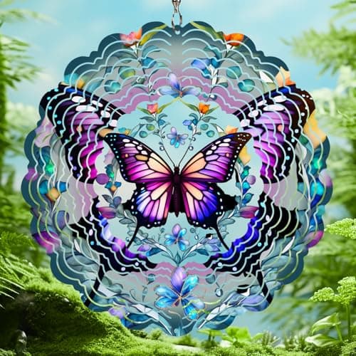 Butterfly Wind Spinners Outdoor - Birthday Gifts for Women Mom Men Garden Decor Gifts, Butterflies Hanging Wind Chimes 12 inch 3D Wind Spinner for Outdoor Decor for Outside, Patio, Yard, Balcony - Image 1