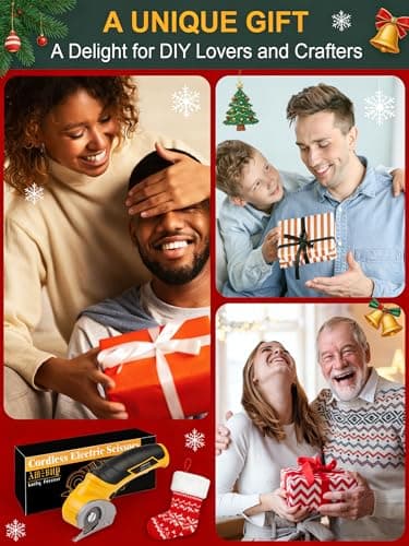 Cardboard Cutter Electric Box Cutter, Father Day Gifts for Dad from Daughter Son Wife, 4V Cordless Electric Scissors Rotary Blade for Cardboard Recycling Rechargeable DIY Tools Cutting Carpet Leather - Thumbnail 2