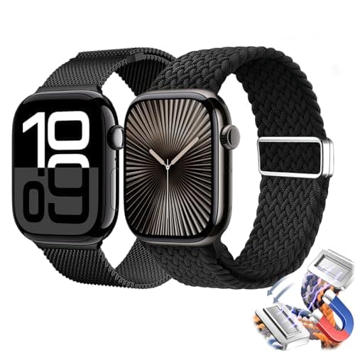 Compatible with Apple Watch Bands, Magnetic Clasp Watch Bands for Women and Men 38mm 40mm 41mm 42mm 44mm 45mm 46mm 49mm, for iWatch Bands Ultra/Ultra 2 SE Series 10 9 8 7 6 5 4 3 2 1, Stainless Steel & Nylon - Image 1