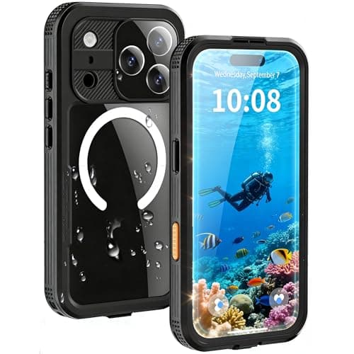 HECLETSO for iPhone 17 Pro Case - Compatible with MagSafe - IP68 Waterproof & Dustproof, 10FT Military-Grade Drop Proof - Built-in Screen Protector & Full-Body Rugged Cover, 6.3 Inch - Black - Image 1