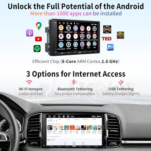 ATOTO A6PF Android Double-DIN Car Stereo, Wireless CarPlay, Wireless Android Auto, Mirrorlink, 7" Touchscreen in-Dash Navigation, GPS Tracker, WiFi/BT/USB Tethering, HD LRV, 2G+32G, A6G2A7PF - Thumbnail 3