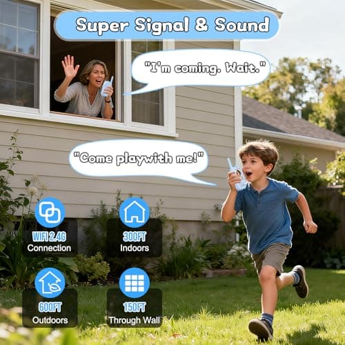 Walkie Talkies for Kids Pack of 2, Rechargeable Long Range Two Way Radios Toys for Boys Girls Age 3-5, Outdoor Adventure Camping Hiking, Birthday with Pink Blue Design - Thumbnail 3