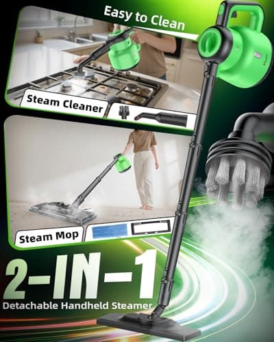 Steam Mop with Detachable Handheld Steam Cleaner for Home, 12-in-1 Multi Accessories, Quick 15s Heat, 221°F Floor Steamer & 320ml Water Tank, Powerful Steamer for Cleaning Floor, Carpet, Windows, Tile - Thumbnail 4
