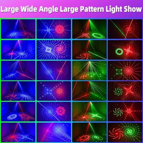 4-Lens Party Lights with Unique Blue Patterns - RGBW LED Background Strobe Light, Sound Activated DJ Stage Projector with Remote, USB Powered Rave Lights for Kids Birthday, Home Disco, Halloween (R40) - Thumbnail 3