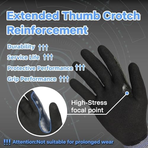 Schwer ANSI A9 Cut/Abrasion Resistant Gloves for Heavy Duty Work, 3/4 Double Nitrile Coating for Detect Metal, Water & Oil Proof, Anti Slip, Touch Screen, PM3202, Black, L - Thumbnail 3