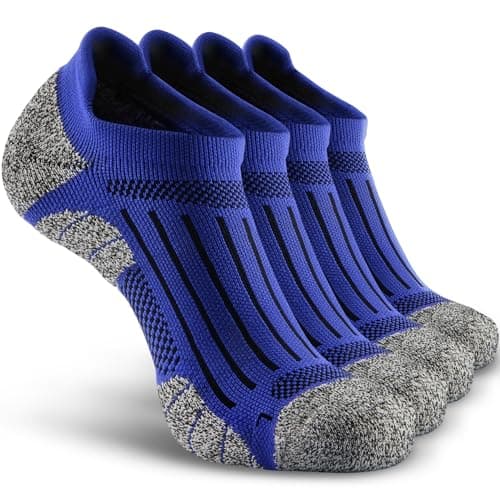 SITOISBE Men's No Show Compression Athletic Socks, Cushioned for Running Hiking, Medium, Royal Blue-4 Pairs - Image 1