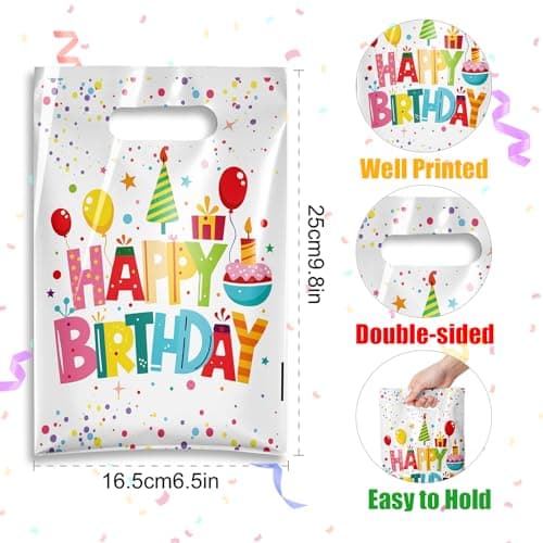 TESKEUP Party Favor Bags for Birthday Goodie Bags - Bulk Treat Gift Bags for Candy, Cookies, Snacks, Happy Birthday Party Supplies Classroom Treats, and Event Gifts (30 Pcs) - Thumbnail 2